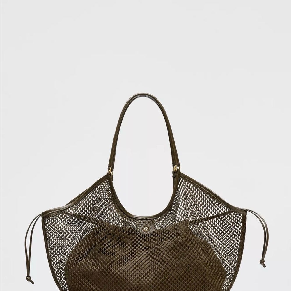 Zara Green Mesh Shopper Bag